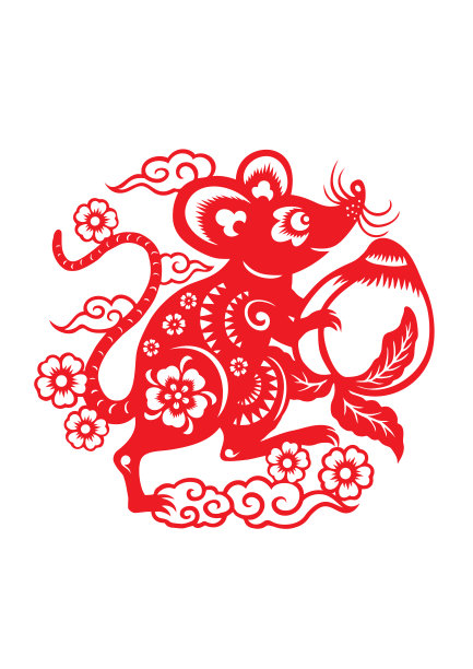 鼠剪纸，鼠年，2020，新年快乐，中国新年图片下载