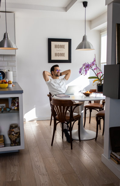 在家工作的男人。图片下载