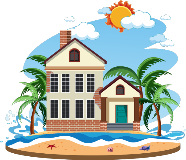 岛上废弃的旧建筑图片下载