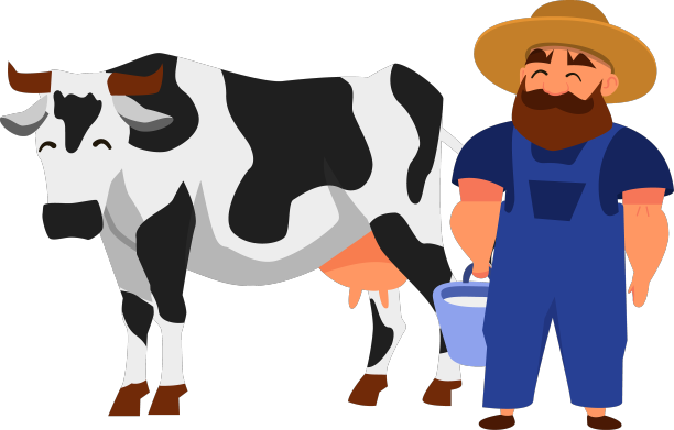 农夫手里拿着一桶牛奶图片下载