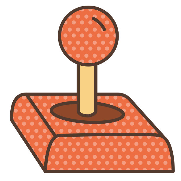 复古街机游戏操纵杆彩色细线图标可编辑的中风图片下载