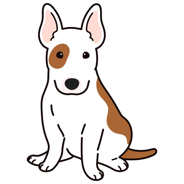 可爱和简单的插图公牛梗狗坐在前面的观点图片下载