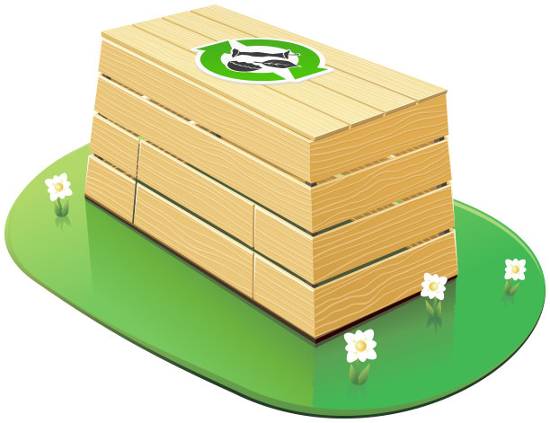 草坪上的空木堆肥箱(剪掉)图片下载