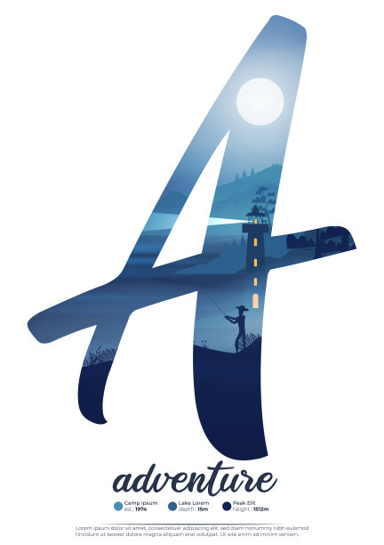 夜间海滨景观配灯塔海报图片下载