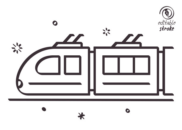 好玩的线条插图为高速列车图片下载