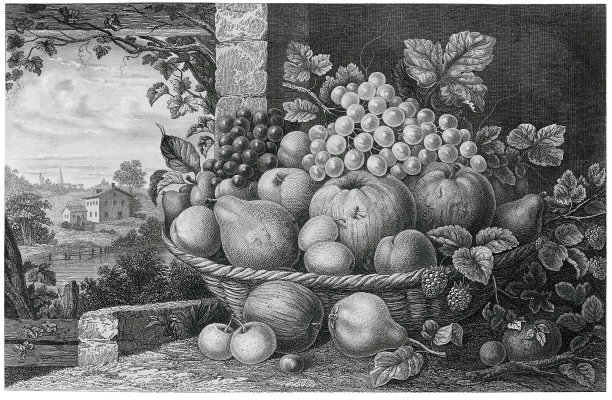 钢雕刻的篮子水果图片下载