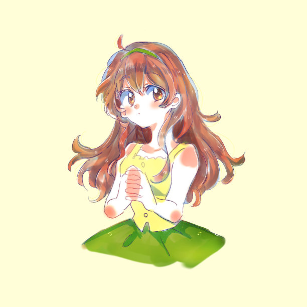 一个留着长发的女孩的插图图片下载