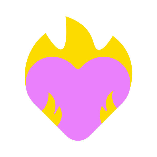 燃烧的爱心图标设计图片下载