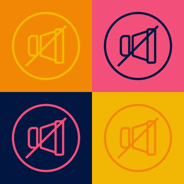 波普艺术线静音麦克风图标隔离上图片下载