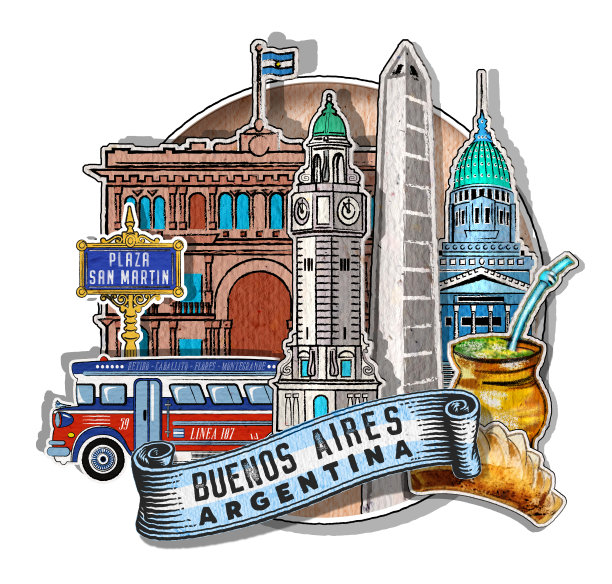 阿根廷布宜诺斯艾利斯的重要建筑和符号图片下载