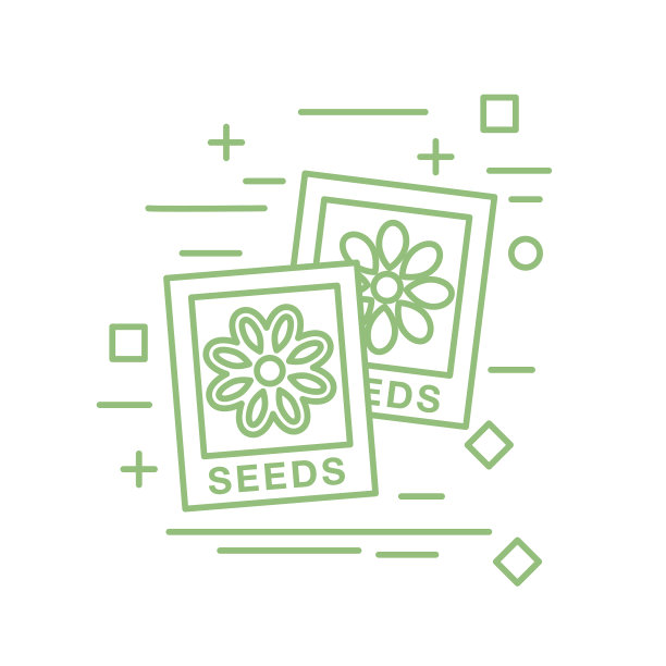可爱的园艺图标在细线风格种子包图片下载