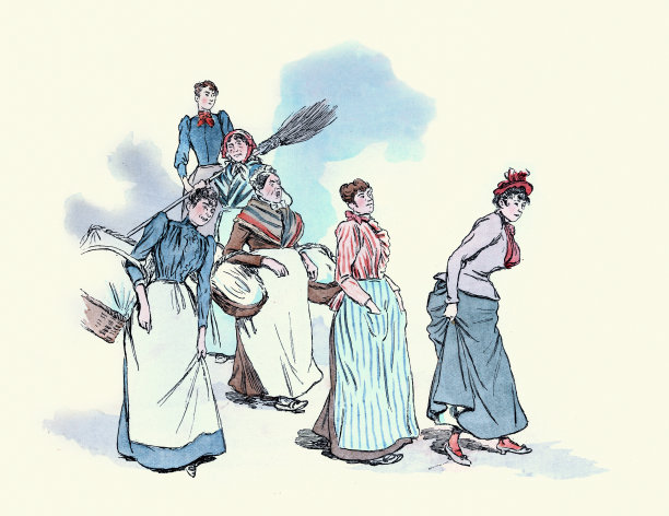 巴黎的时尚女性，工人阶级和中产阶级，维多利亚时代的法国时尚，1890年代，19世纪图片下载