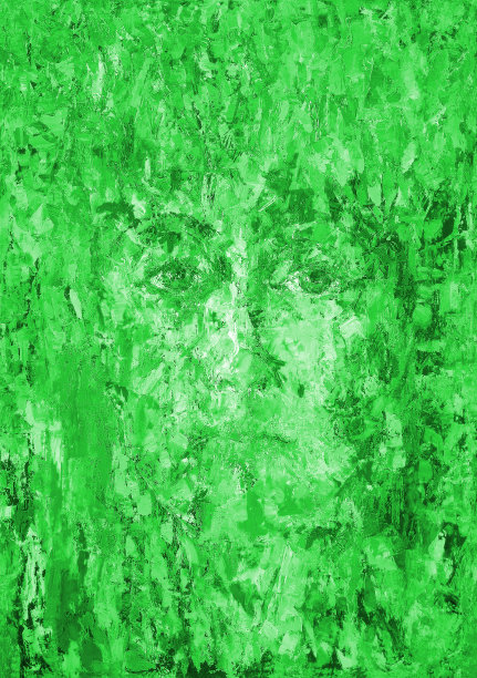 插图油画肖像的妇女在背景上的绿色色调图片下载