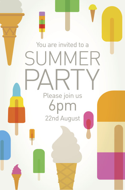 有冰棒和冰淇淋的夏日派对海报图片下载