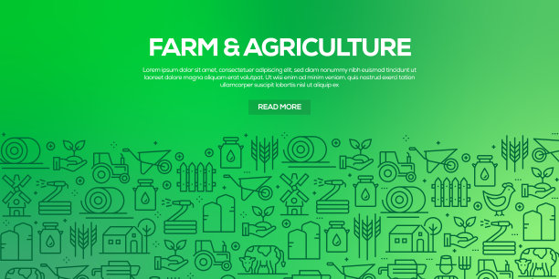 矢量设计模板和元素为农场和农业在流行的线性风格-无缝模式与与农场和农业相关的线性图标-矢量图片下载