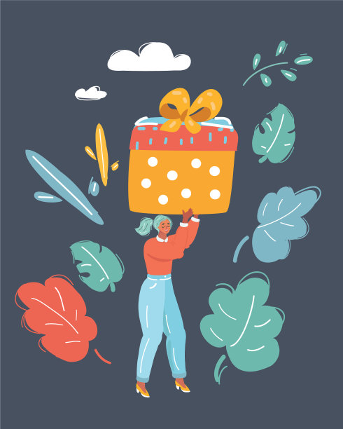 女人用大盒子包装礼物图片下载