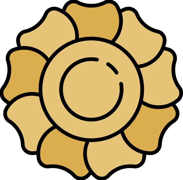 花甜曲奇图标颜色轮廓图片下载