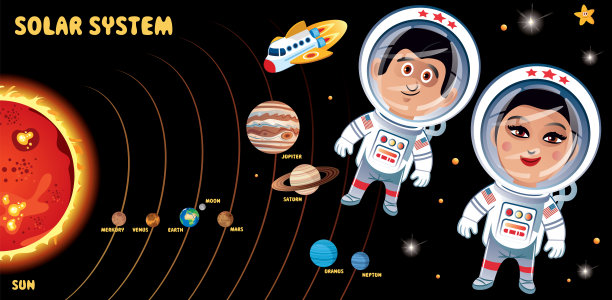 可爱的宇航员在太阳系图片下载