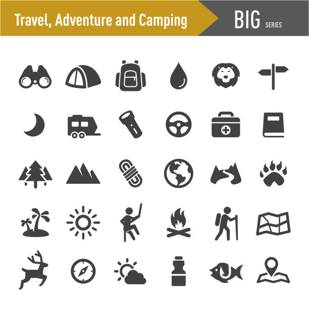 旅行，冒险和露营图标-大系列图片下载