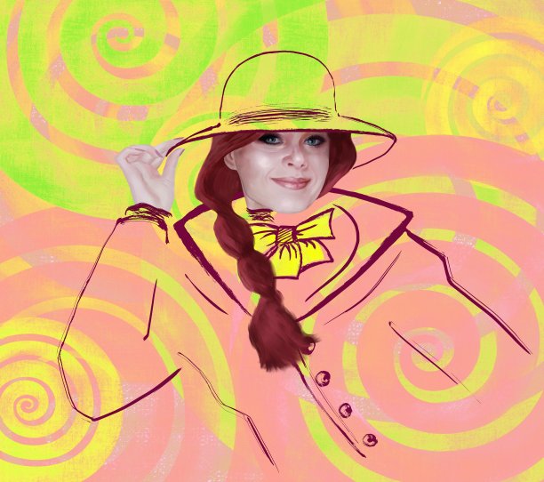 一个戴着宽边帽子、扎着长辫子的女人的美丽插图图片下载