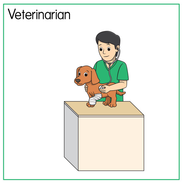 兽医隔离在白色背景上的矢量插图。工作和职业概念。卡通人物。教育和学校的孩子涂色页，打印，活动，工作表，抽认卡。图片下载