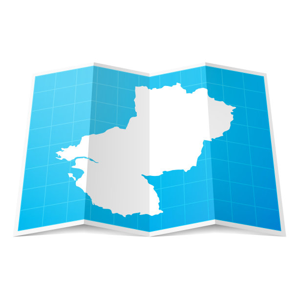 卢瓦尔地图折叠，孤立在白色背景上图片下载