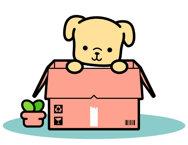 一只可爱的小狗在纸箱里等待被收养图片下载