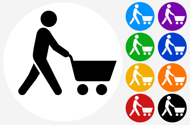 带着购物车图标的男人图片下载