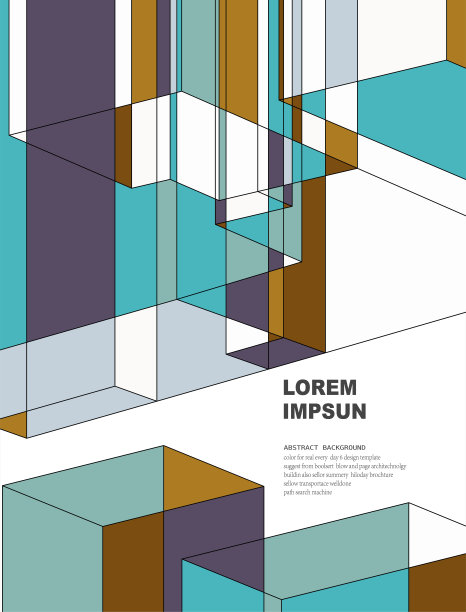 色彩丰富的几何形状与线条图案的极简主义背景设计图片下载