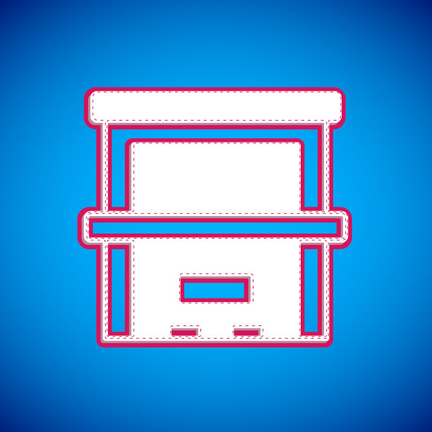 白色钢琴图标孤立在蓝色背景图片下载