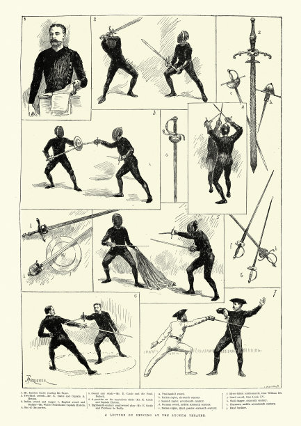 草图从关于击剑的讲座,演讲厅剧院,19世纪图片下载