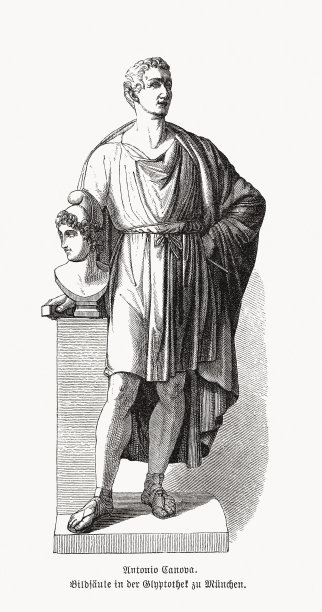 安东尼奥·卡诺瓦(1757-1822)，意大利雕刻家，木刻，1893年出版图片下载