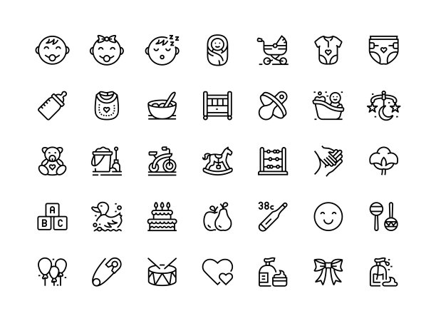 婴儿细线图标系列图片下载