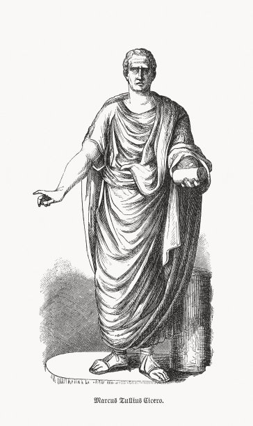马科斯·图利乌斯·西塞罗(公元前106年-公元前43年)，罗马哲学家，木刻，1893年图片下载
