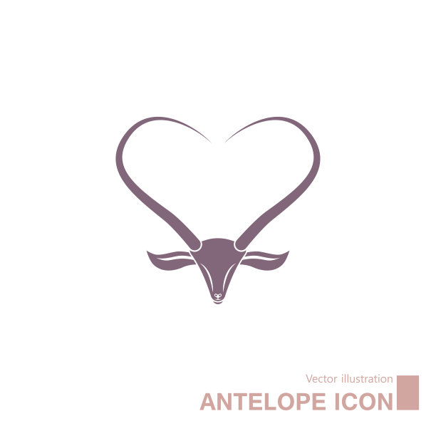 矢量绘制的羚羊，角羚羊形成一个心形的符号。图片下载