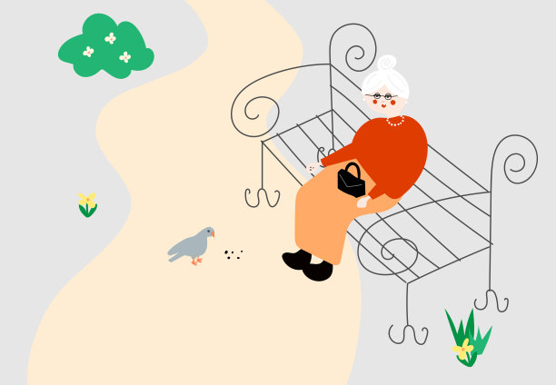 公园插图中的女高年级学生图片下载