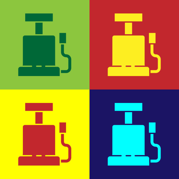 波普艺术汽车气泵图标隔离的颜色图片下载