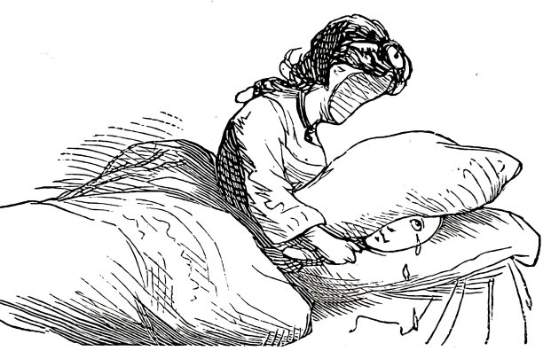 她把泪流满面的脸藏在枕头底下图片下载