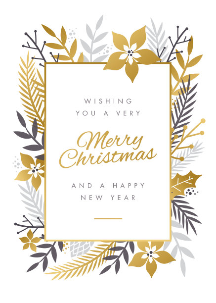 圣诞贺卡设计与鲜花相框。图片下载