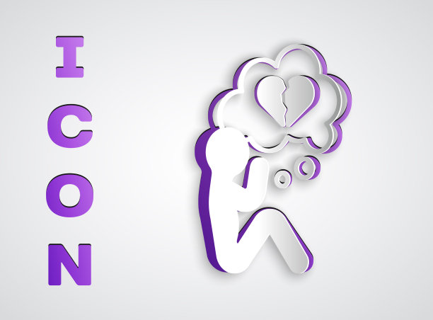 剪纸破碎的心或离婚图标孤立上图片下载