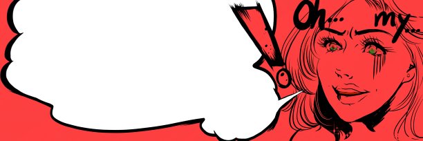 插图和气球的美国漫画风格的金发美女谁是惊讶和震惊的东西，她的脸变得苍白。图片下载