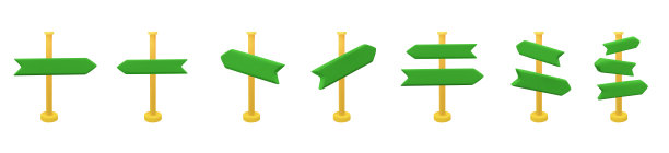 3D绿色箭头和针方向设置。图片下载