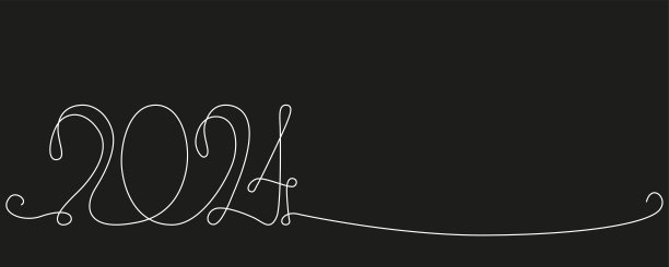 2024年挂历装饰连续线手绘标志。图片下载