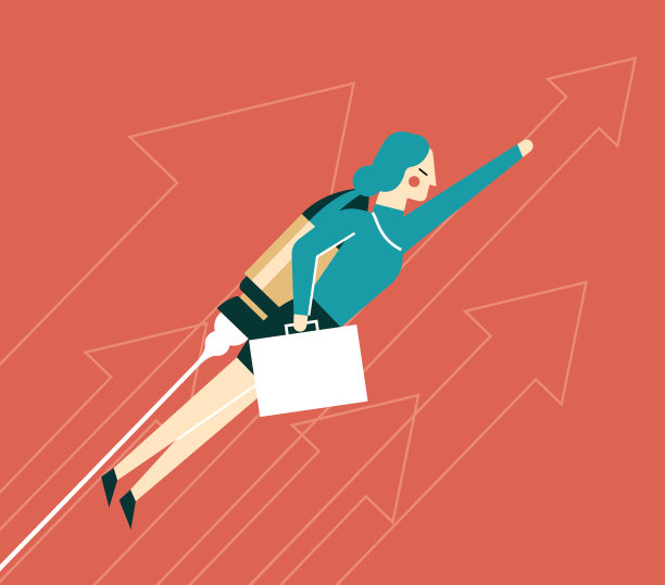 像火箭一样冉冉升起的女商人图片下载