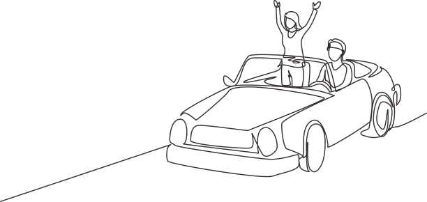 单条连续的线条绘出幸福的一对图片下载