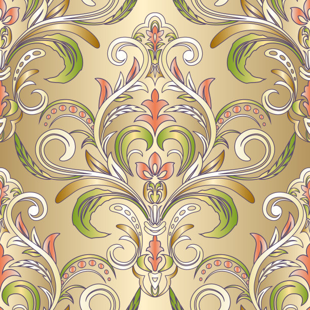 粉红色的墙纸。的模式。矢量无缝边界在维多利亚风格。图片下载