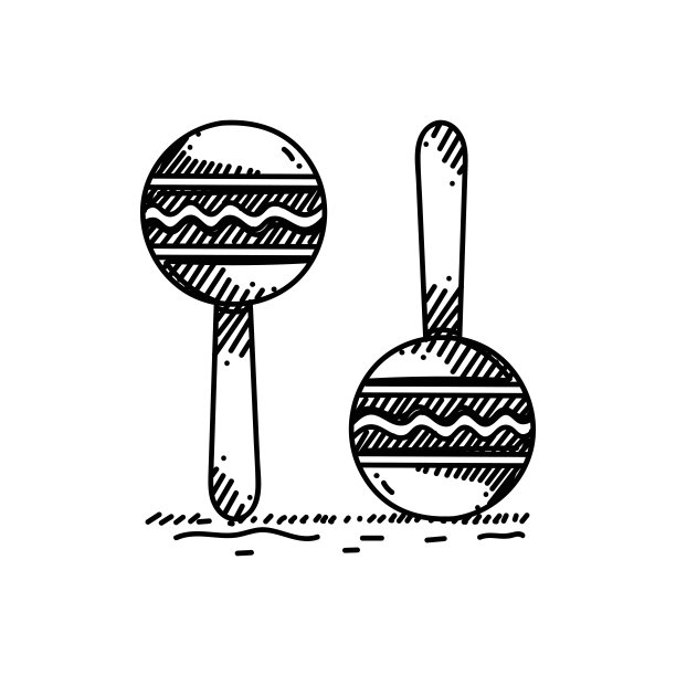 婴儿玩具摇铃线图标，素描设计，像素完美，可编辑的笔画。图片下载