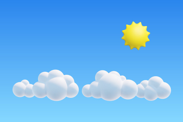 蓝天上的太阳和云。3 d渲染cloudscape图片下载