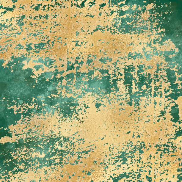 金箔Grunge纹理与绘制的背景。抽象水彩背景与明亮的颜色笔触。旗帜设计金属金色纹理，用于贺卡、宴会邀请、包装、表面设计。图片下载