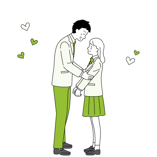 一对学生夫妇的全身插图。图片下载